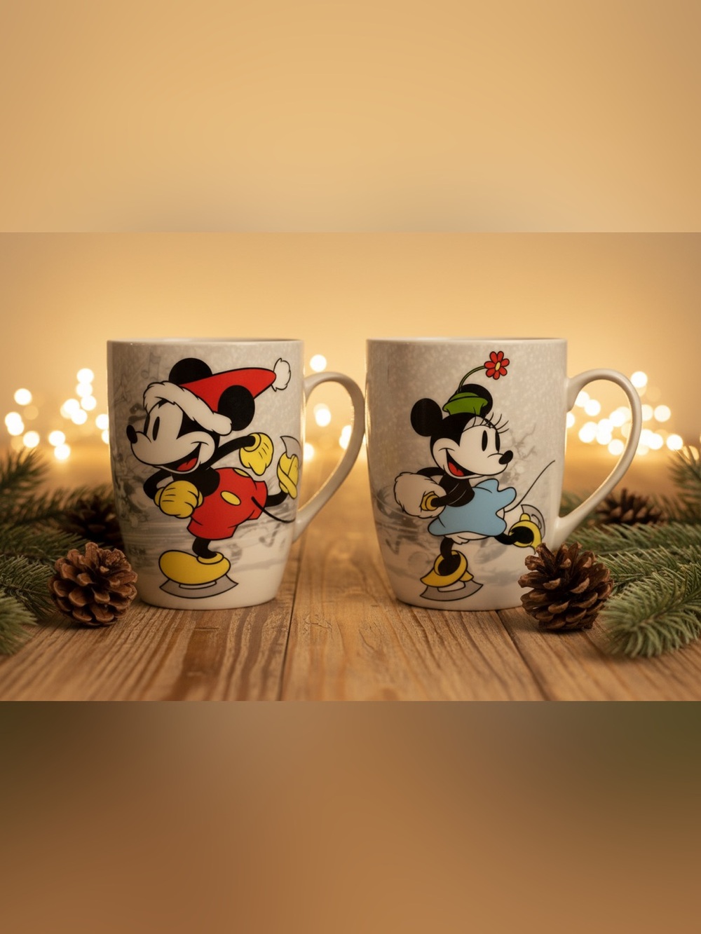 Disney Mickey Minnie Christmas Mug Set Jolly Happy